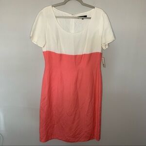 Women’s new Alex Marie coral white color block shift dress size 10